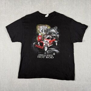 Vintage Route 66 Hot Rod T Shirt XL Black American Muscle Car Graphic Tee